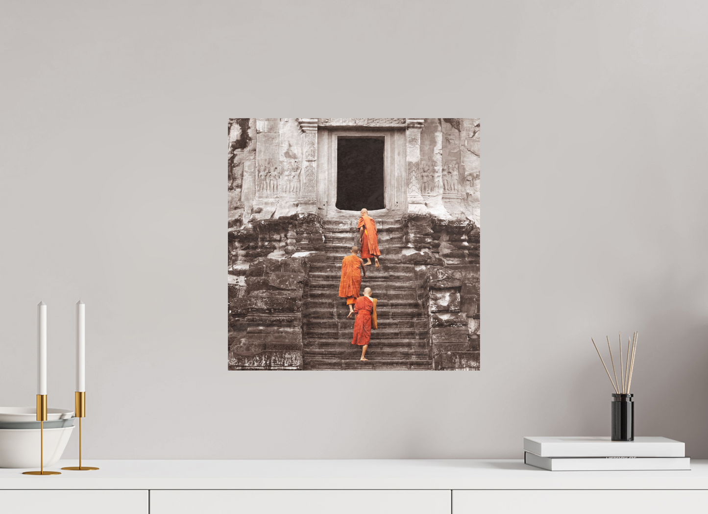 Monk on stairs