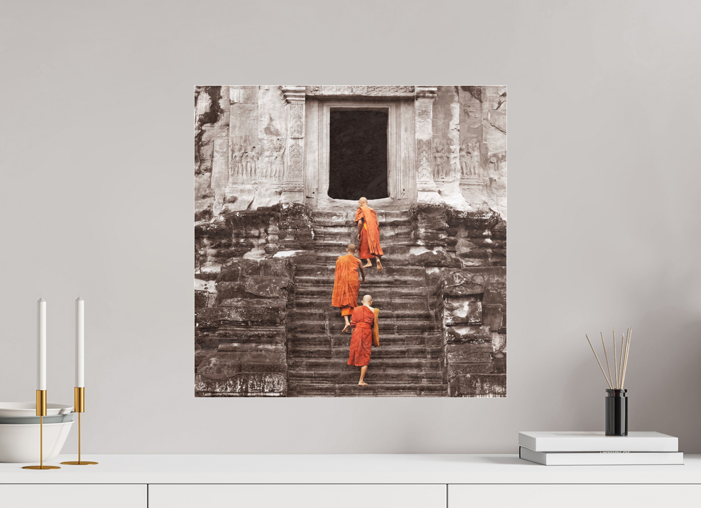 Monk on stairs