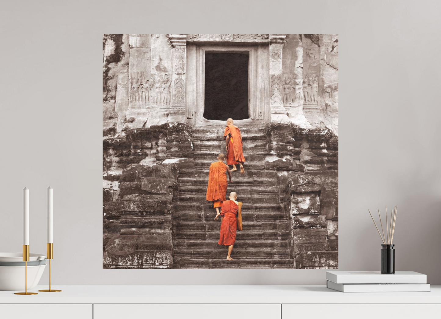 Monk on stairs